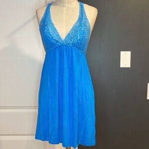 Turquoise blue Lace racerback nightgown slip-dress